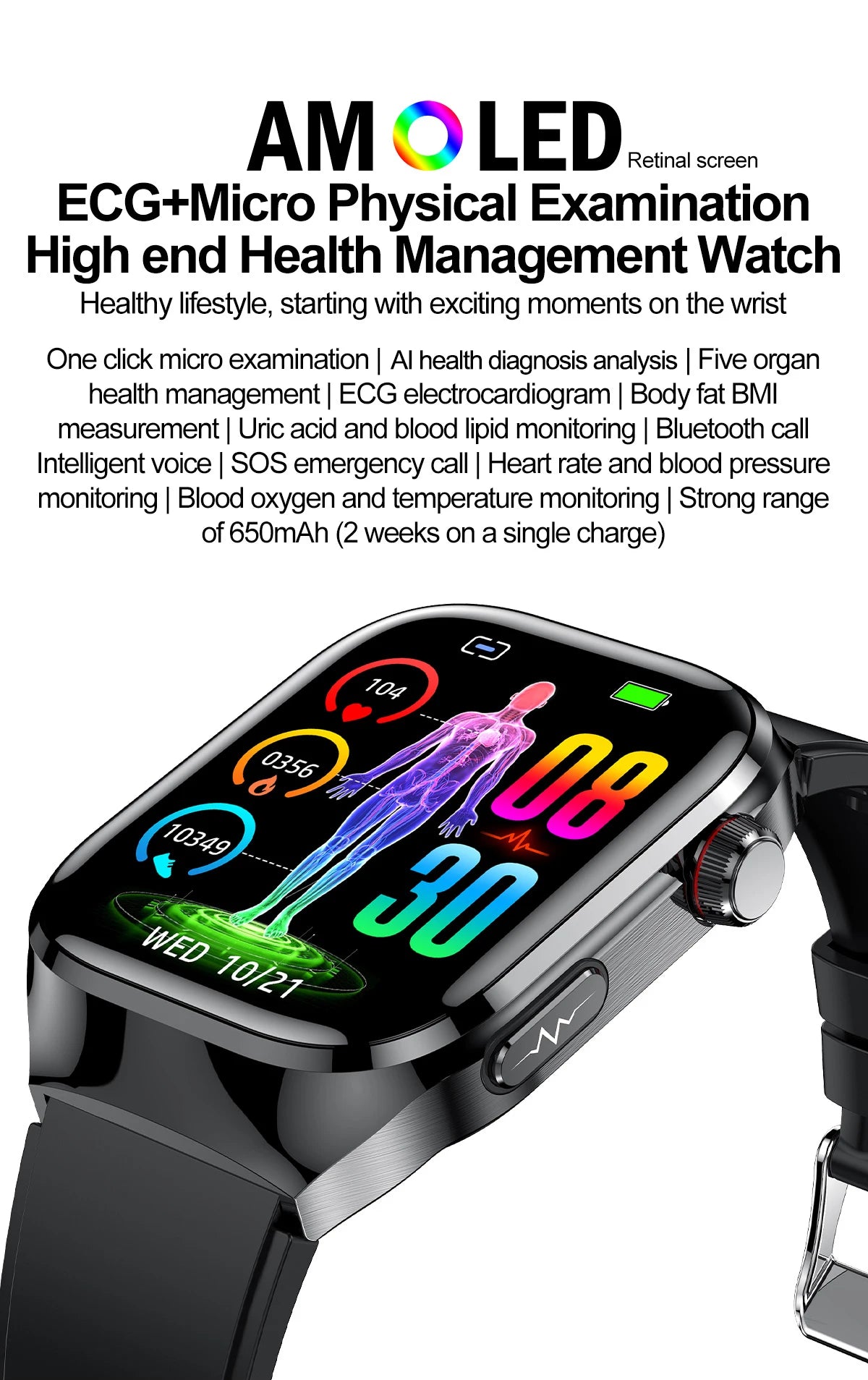 2025 New For Huawei Three highs Blood Pressure Smartwatch ECG Uric Acid Heart Rate Clock Body Analysis Health Monitoring Watches.