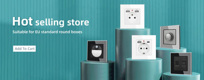 SRAN Eu-Steckdosen 220 V 16 A 82 x 82 mm Glas-Doppel-Dreifach-Wandstecker Russland Spanien Eingebautes Heimbüro.