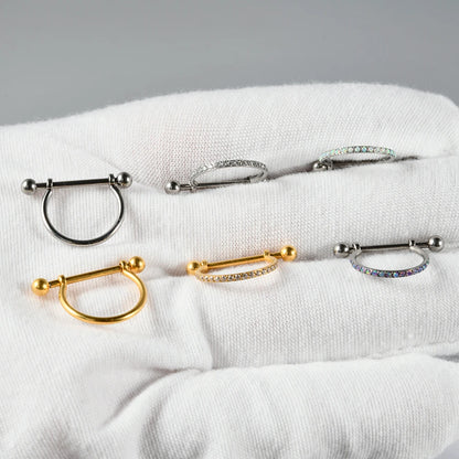 1PC ASTM F136 Titanium Ear Daith Rook Lobe Barbell Micro Zircon Hoop Earring Gold Plated Cartilage Piercing Jewelry.