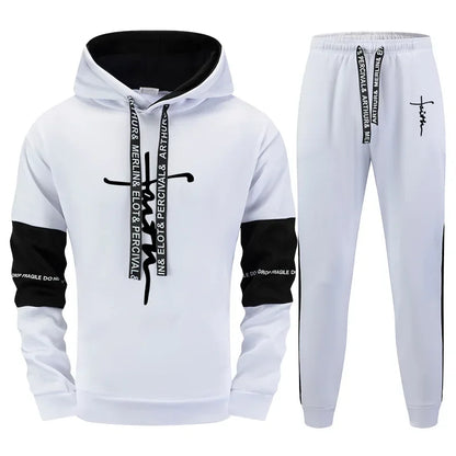 Quality Autumn Winter Simple Mens Tracksuit Casual Sports Hooded Single Sweatshirts And Sweatpant Comfort Outdoor Sports Fitness.