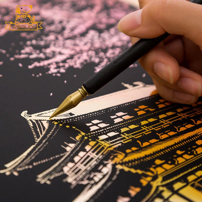 2 Sheets Animal Scratch Art Paper Set with Stylus DIY Rainbow Craft Lion Unicorn Cat Dog Painting Toy Creative Kids Adults Gift.