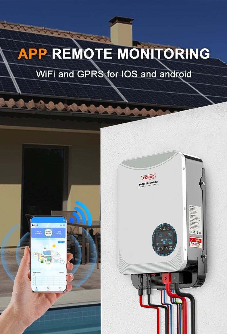 FCHAO sine wave inverter WiFi APP remote control solar photovoltaic hybrid 24V48V off-grid MPPT high power 6.2KW energy-saving.