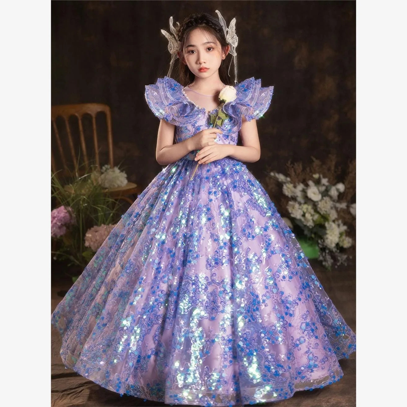 Elegante Mädchen Prinzessin Geburtstag Party Blumenmädchen Hochzeit Schönheit Kleid Kinder Leistung Weiß Rosa Tutu für formelle Anlässe.