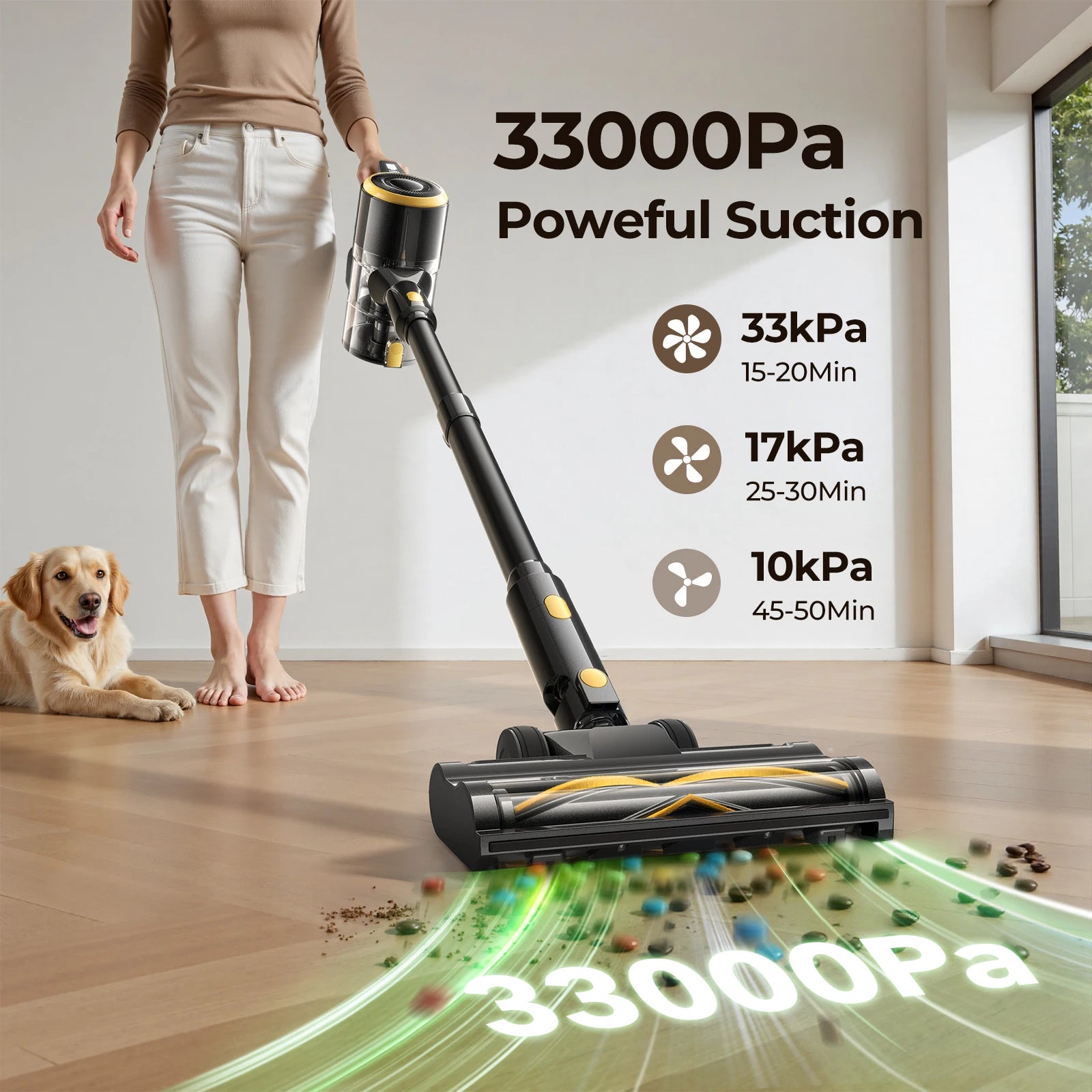 Lubluelu P3 Cordless Vacuum Cleaner 33Kpa Strong Suction 50Min Runtime Self-Standing for Hard Floor Carpet Pet Hair Removal.