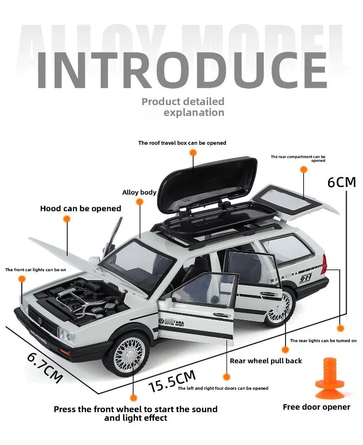 Diecast 1:32 VW SANTANA Wagon Alloy Car Model with Sound Light Children Boy Birthday Gift Toy Vehicles Miniature Voiture.