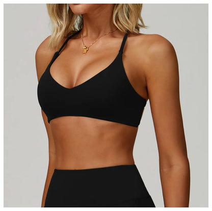 Cross Shoulder Straps Sports Bra Anti-Sweat Fitness Top Women Yoga Bra Shockproof Crop Top Push Up Sport Bra Gym Bra Workout Top