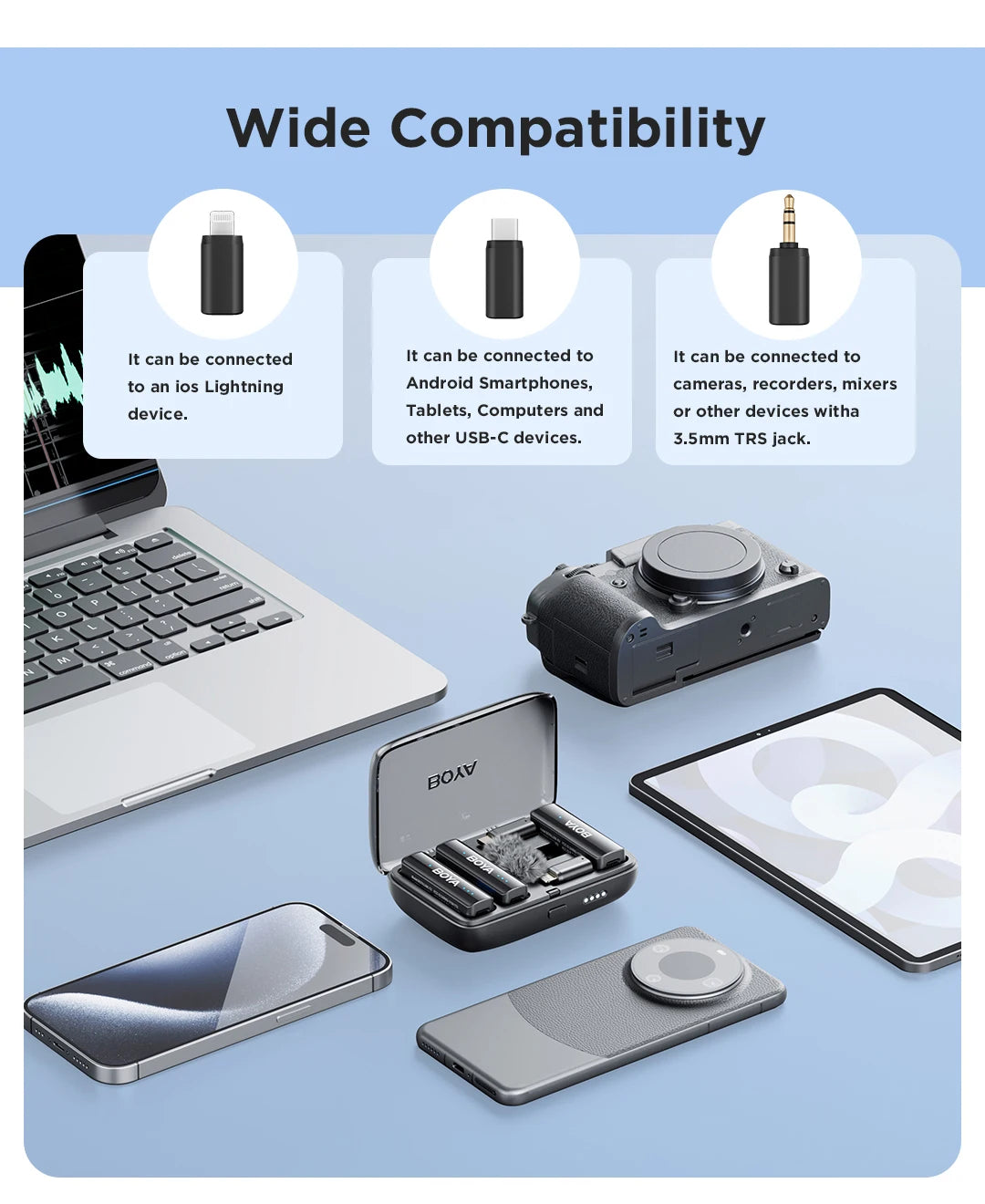 BOYA BOYALINK 2 Wireless Lavalier Microphone for iPhone Android DSLR Cameras Smartphone Gaming Youtube Video Recording Streaming.