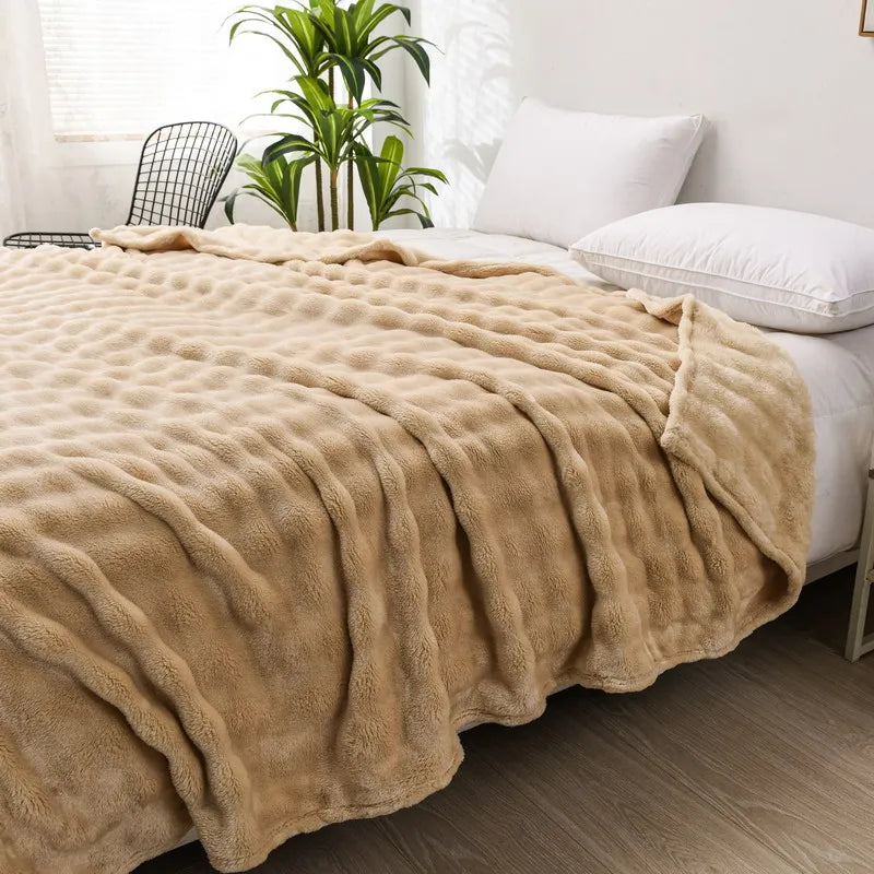 Solid Color Flannel Rabbit Fur Blanket Nap Cover Blanket Soft Sofa Blanket Coral Fleece Cover For Bedroom Manufacturer Wholesale.