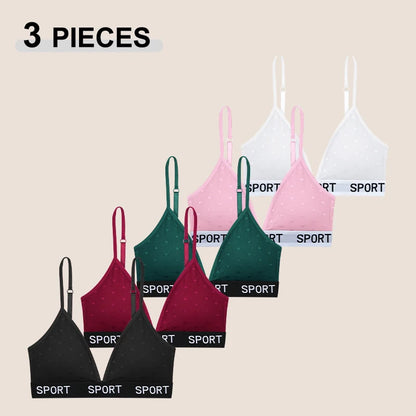 3Pcs/Set Women's Sexy Lace Bras Seamless Letter Deep V Adjusted-Straps Underwear Fashion Cozy Breathable Intimate Lingerie 2025.