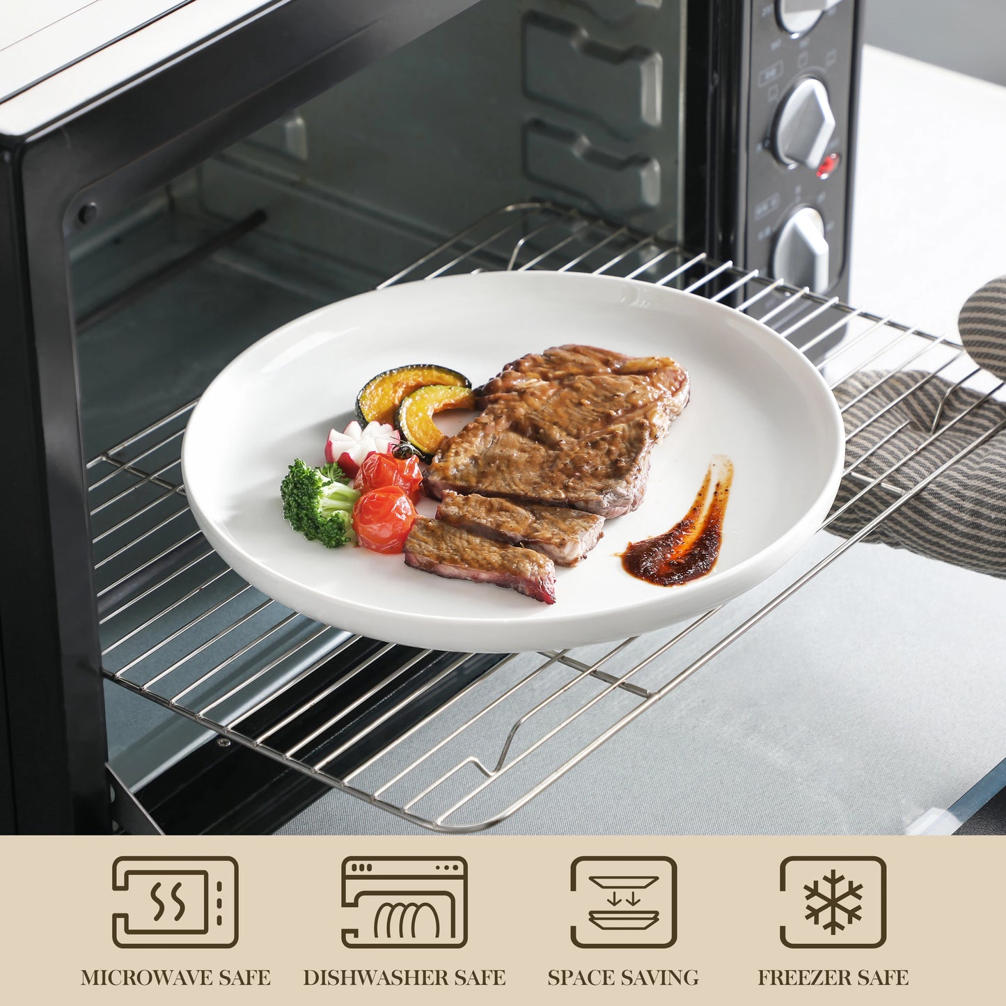 MALACASA 24 Piece Ceramic Plates Porcelain Dinnerware Set with 6 Pcs Dinner/Dessert Plates/Soup/Bowl Tableware Set Service for 6.