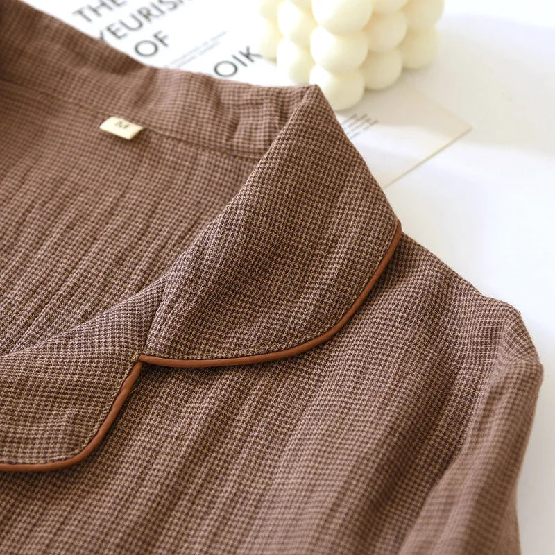 2025 New Spring Couple's Pajama Set 100% Cotton Long Sleeve Long Pants Two Piece Set for Men and Women's Home Furnishings.