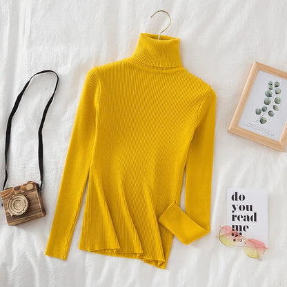2025 Women Autumn Winter Casual Tops Women Turtleneck Sweater Knitted Soft Pullovers Cashmere Jumpers Basic Solid Soft Sweaters.