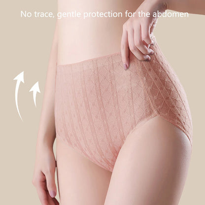 3Pcs/set Women's Seamless High Waist Cotton Panties - Tummy Control Antibacterial Hip Hugger Underwear Soft Stretch Briefs.
