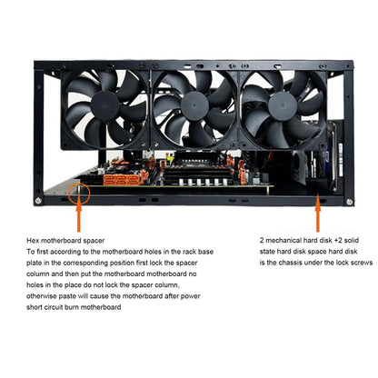 ATX Open Chassis Case Rack Large Space Expansion DIY Assembled Powerful Cooling Gaming PC Case Open Frame Steel Plate for EATX.