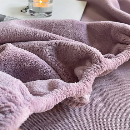 Soft Flannel Fitted Sheet for Winter, Fleece Mattress Protector, Cover with Elastic Band, Bed Linen, Solid Grey, 180x200cm, 1Pc.