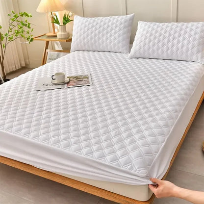 WASART Waterproof mattress protector cover quilted thicken elastic fitted sheet style couple double bed protection pad king size