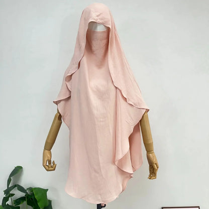 2025 Summer Muslim Women's Hijabs Traditional Soft Plain Scarf Khimar One Layer Stretch Soft Split Traditional Zip Chador