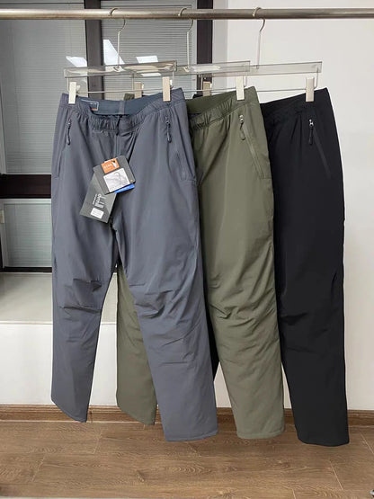 Men's Winter Padded Pants with 3 Zip Pockets 90% White Duck Down Windproof Warm Pants Snow Cold Thermal Down Trousers.