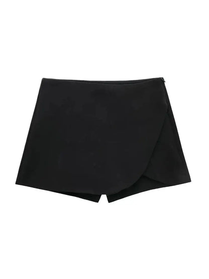 Women Fashion Pareo Style Shorts Skirts Vintage High Waist Side Zipper Female Skort Mujer.