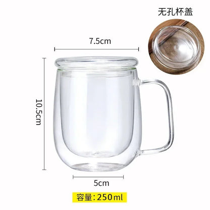 1-6PCS 80-450ML Heat Resistant Double Wall Tea Glass Cup Beer Coffee Handmade Creative Cold Beverage Transparent Drinkware Set