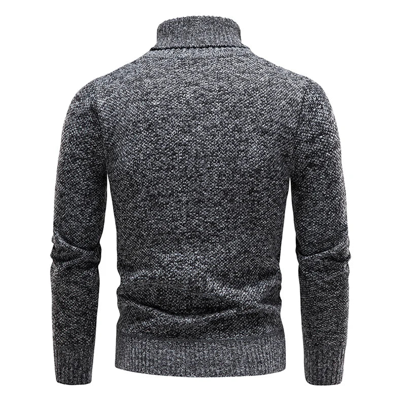 Autumn Winter Fleece Sweater Men Thicker Turtleneck Warm Pullover Slim Fit Man Clothes Luxury Brand Black Brown Jumpers Elastic.