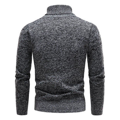 Autumn Winter Fleece Sweater Men Thicker Turtleneck Warm Pullover Slim Fit Man Clothes Luxury Brand Black Brown Jumpers Elastic.