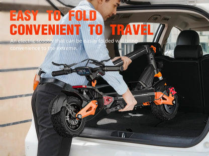 Dual Motor Powerful Electric Scooter, 80km Range, Load 200kg, Foldable Fast Electric Scooter for Heavy Adults.