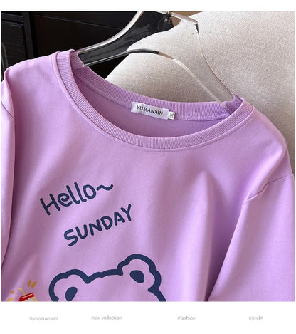 170 kg Plus Größe Damen Büste 170 Frühling Herbst Lose Langarm Cartoon Print Pullover Sweatshirts 4XL 5XL 6XL 7XL 8XL 9XL.