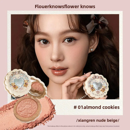 Flower Knows The Sweetie Bear Collection Satin embossed blush Lasting Matte Puffing Natural Brightening Facial Cosmetics 5g