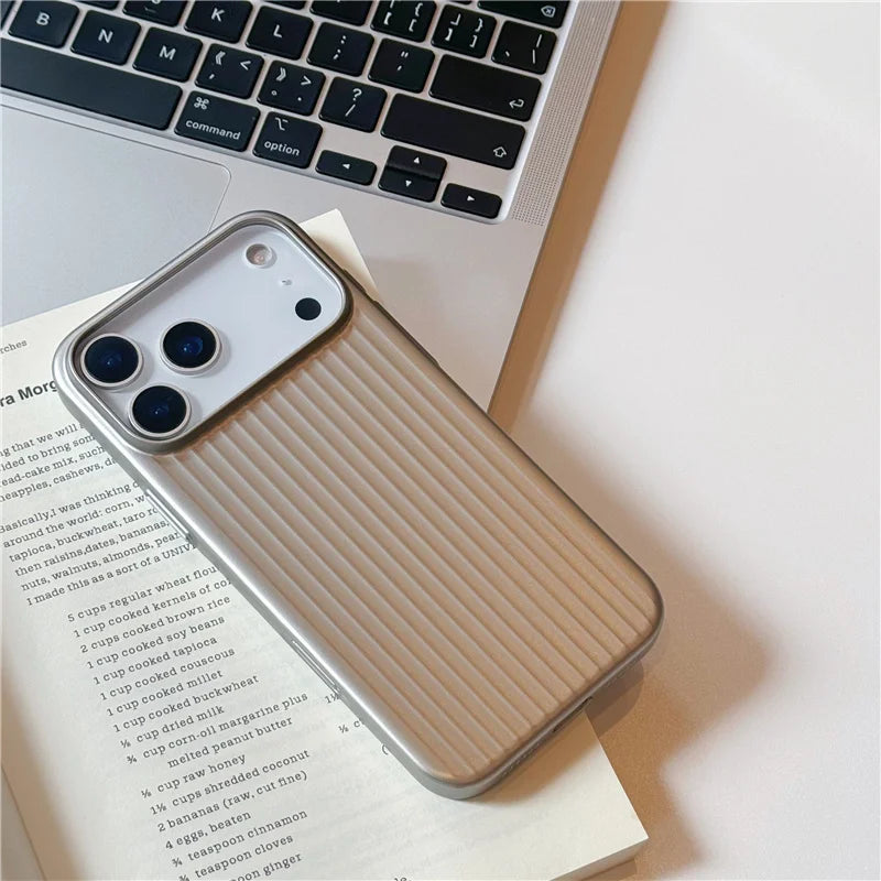 Electroplated 3D Stripes Pattern for Magsafe Magnetic Case For iPhone 17 17Pro 16 15 16Pro Max Matte Shockproof Hard PC Cover.