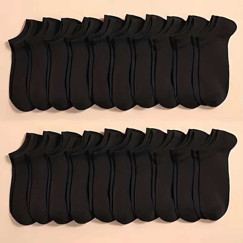 10/20/30/40/60 Pairs Of Unisex Solid Color Socks Comfy Breathable Soft Sweat Absorbent Socks For Daily And Outdoor Wearing