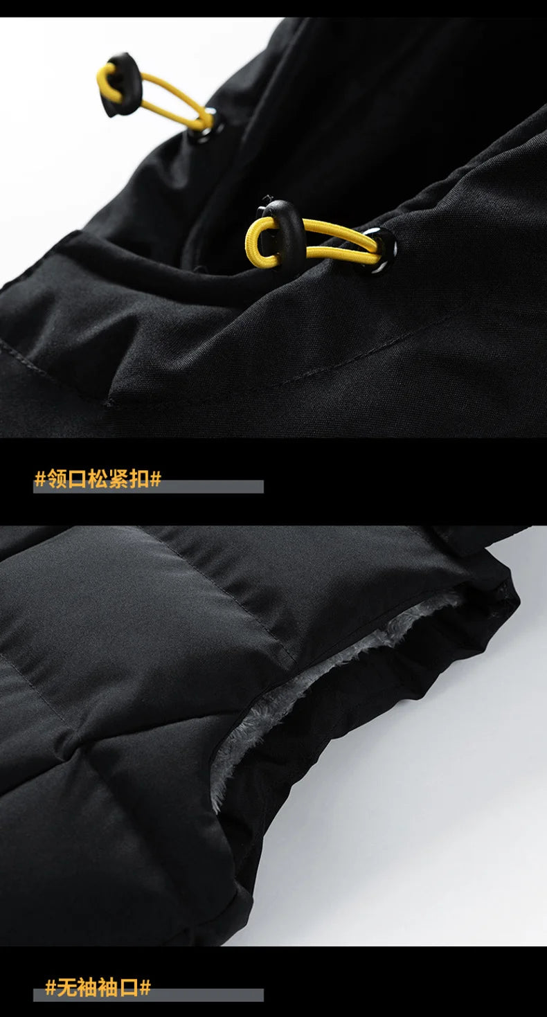 M-10XL Oversize Vests New Lambskin Vest Men's Autumn and Winter Warm and Detachable Hooded Youth Vests Windproof Waistcoats