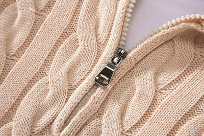 pure Cotton Sweaters Men's High Quality Autumn Cable Knit Christmas Sweater With Zipper Turtleneck Pullovers Zipper Pull Homme.