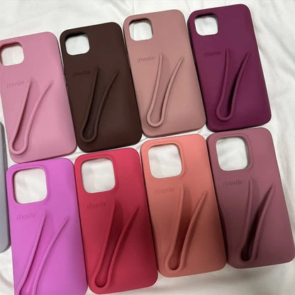 9 Colour Lipstick Holder Silicone Case for iPhone 16E 16 15 14 13 12 11 Pro Max Plus Lip Gloss Portable Stand Cover Funda.