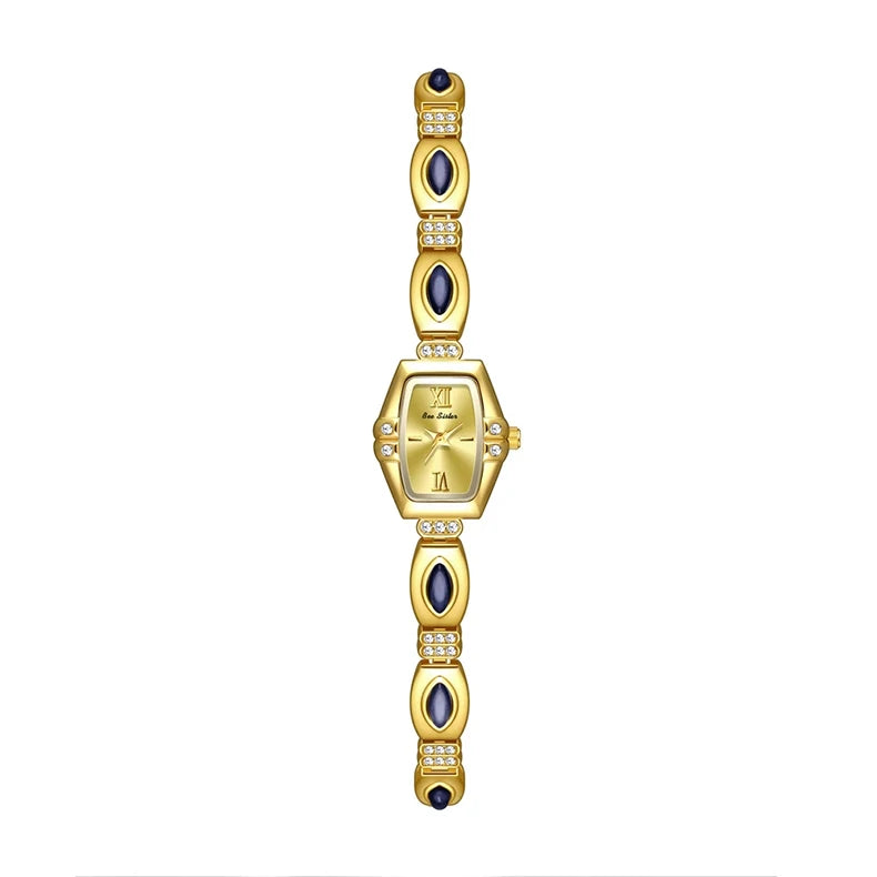 BS New Natural Black Gold Abalone Shell French Vintage Design Watch Woman Elegant Luxury Tonneau Dial Quartz Women's Watches