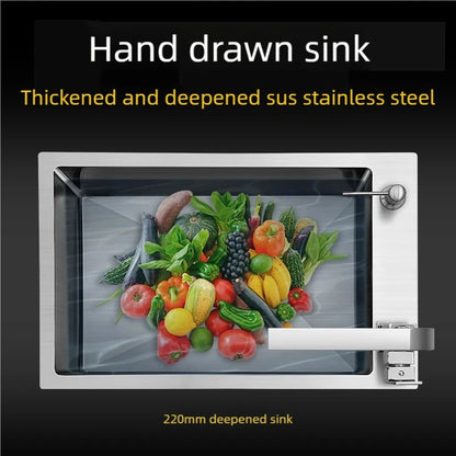 Stainless Steel Kitchen Sink Transversal Side Holes Large Size Single Slot Household Cafeteria Dish and Wash Vegetable Basin