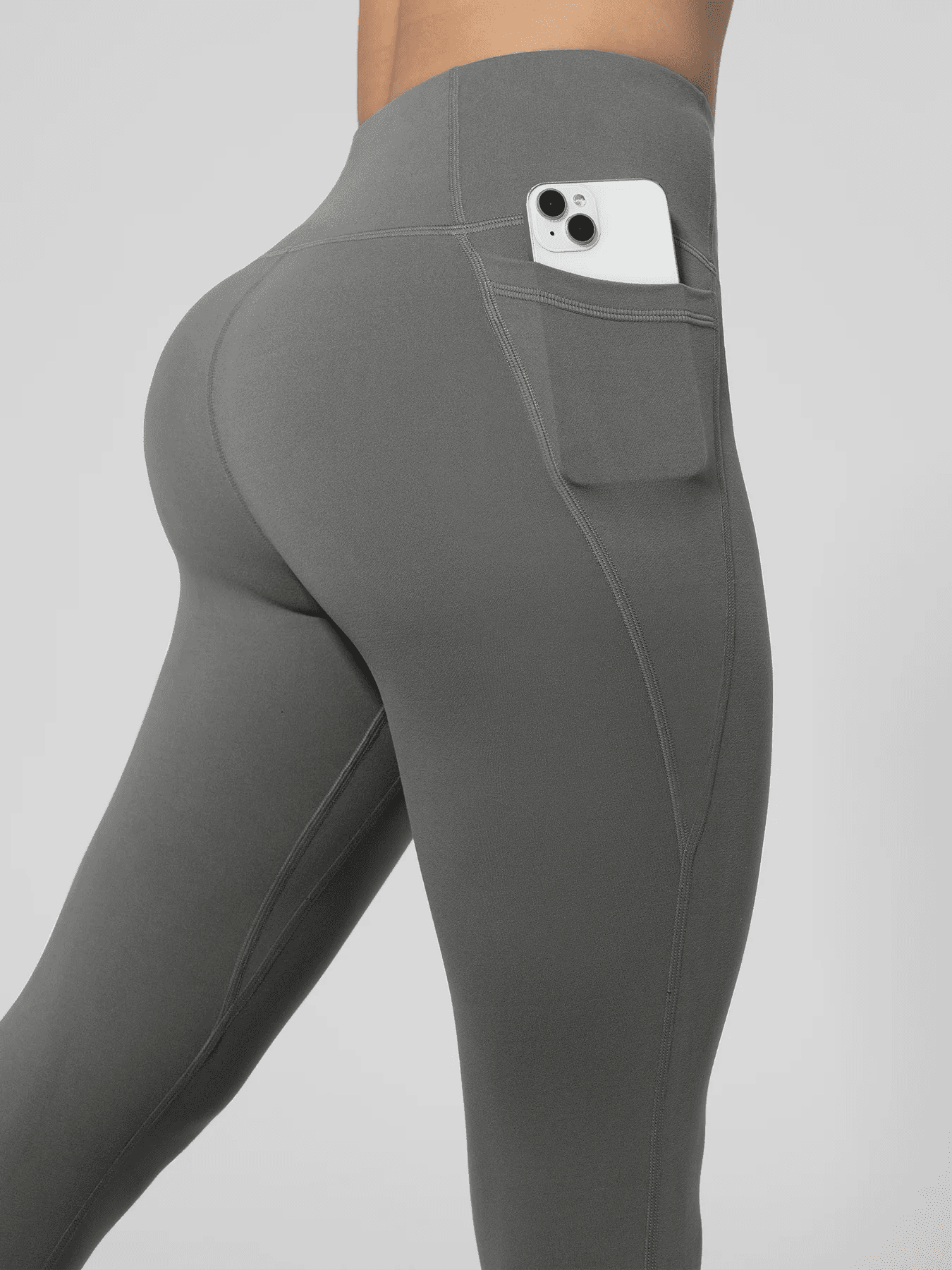 Nahtlose Damen-Leggings mit Taschen, einfarbig, hohe Taille, Po-Lifting-Strumpfhose, schlanke elastische Leggings, Sportbekleidung | H&D Shop