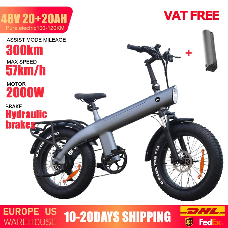 HUANCI Q3 Mountain Electric bicycle 2000W 60KM/H removable battery electric bike 48V 20AH Ebike 20Inch fat tire Off-Road e bike