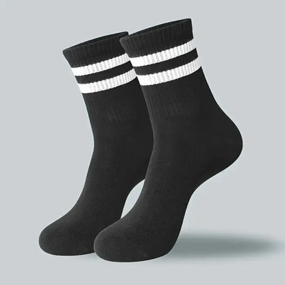 6/10/20 Pairs Men Women Striped Round Neck Socks Spring Autumn Breathable Odor Proof Sweat Absorbing All-Season Casual Socks.