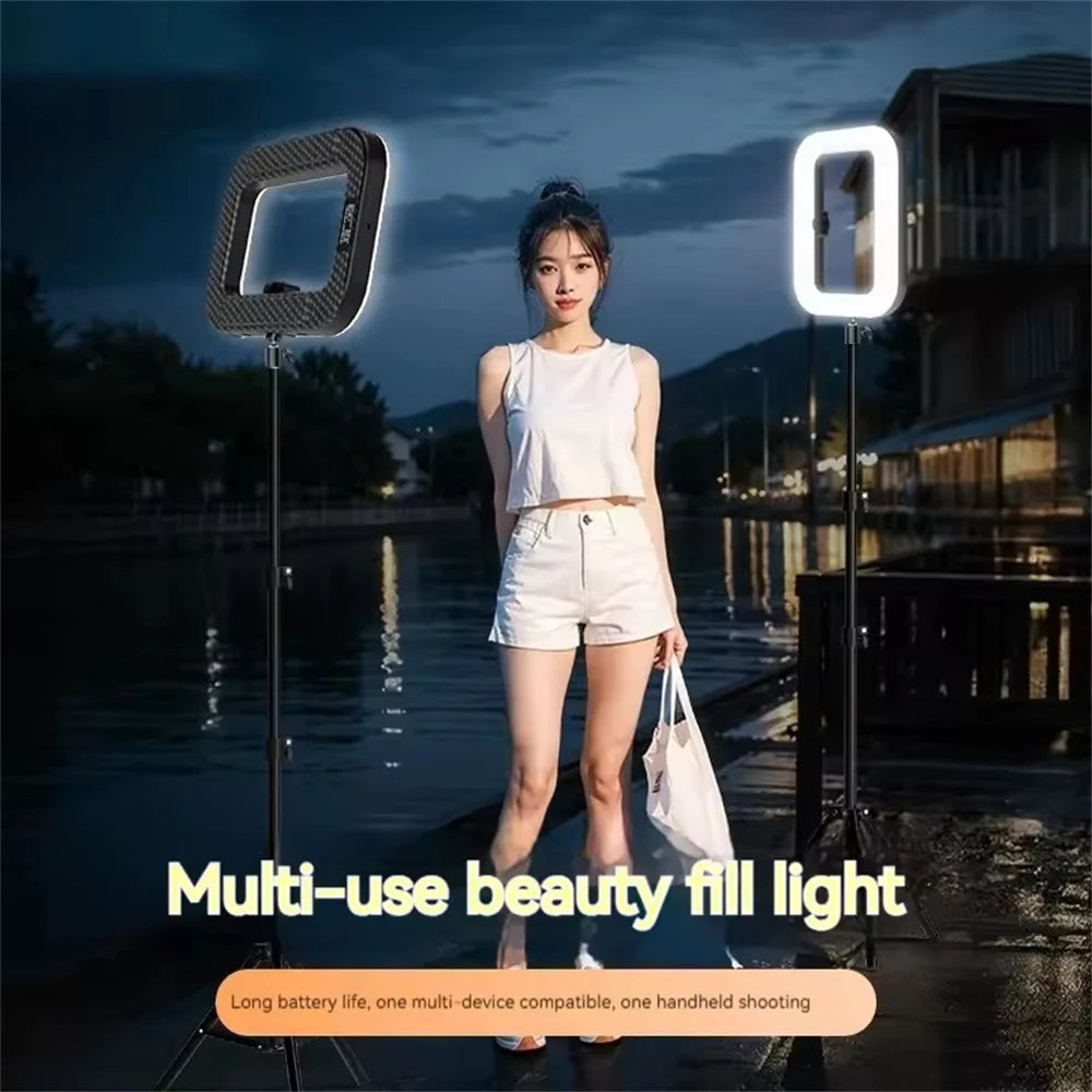 FANGTUOSI New Handheld Ring LED Rechargeable Fill light Portable Mobile Phone Live Photography Desktop Rabbit Cage Selfie Light.