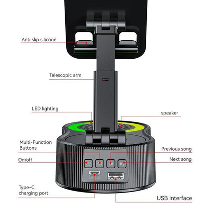 New Cell Phone Holder Stand With LDE Light Bluetooth Speaker Adjustable Tablet Bracket Support Portable Wireless Loudspeaker.