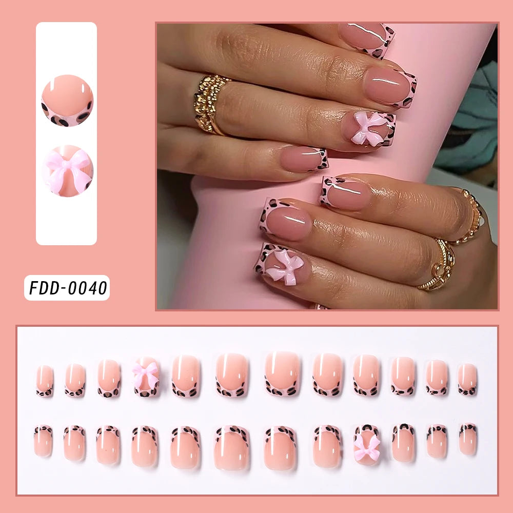 24Pcs 3D kuromi press on nails Y2K Cartoon Handmade Fake Nails Black Gel nail Wearable Nails Cinnamoroll Melody Anime False Nail