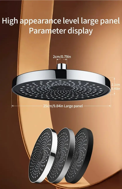 25cm Top Spray Large Water Volume Booster Shower Head Pressurized Single Head Home Bathroom Shower Head Set