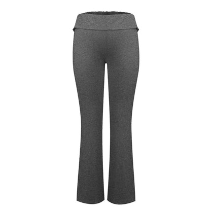 Damenmode, einfarbig, schmale Passform, schmale Reverse-Taille, niedrige Taille, elastische Taille, Schlaghose, Hose für Damen, Damenhose 2024.