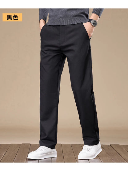 Men's Slim-Fit Straight-Leg Casual Trousers for Young and Middle-Aged Men - New Autumn Collection.