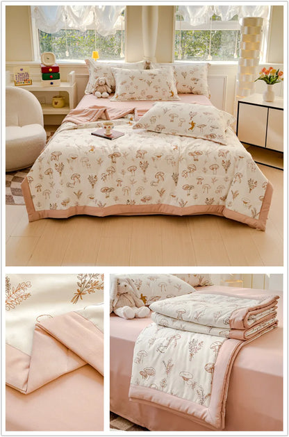 Printed Thin Duvet Skin-friendly Comforter 100x150cm for Kids Quilt Soft Bedspread Summer Blanket edredones (No Pillowcase).