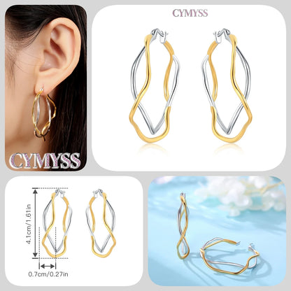 Original 2025 S925 Sterling Silver Zircon 18K Gold Lining Vintage Hoop Earrings for Women Birthday Party Wedding Gift Jewellery