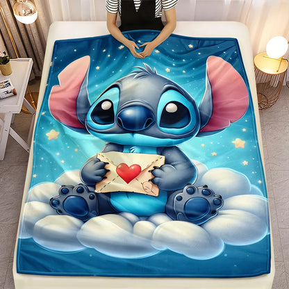 Lilo & Stitch, Stitch Printed Sofa Soft Warm Flannel Throw Blanket.Office,Camping,Picnic,Outdoors,Nap Cape,Bedroom Blankets..