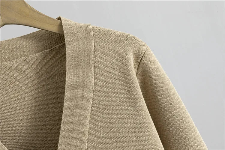 2 Piece Sets Muslim Ensemble Knitting Outfits Women Cardigan Sweater Buttons Pockets Knit Wide Leg Pants Suit Casual Knitwear.