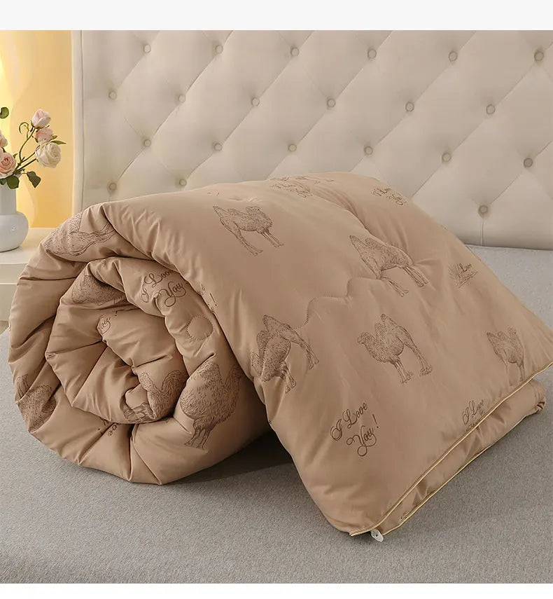 2025 new thickened polished camel hair quilt winter quilt student spring and autumn universal warm quilt in all seasons.